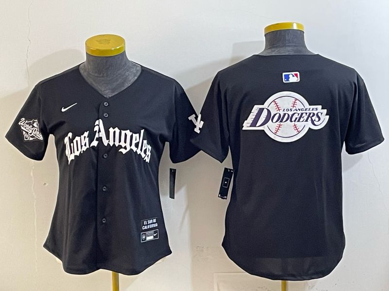 Women 2026 Los Angeles Dodgers Blank Black Game Nike MLB Jersey style 0032